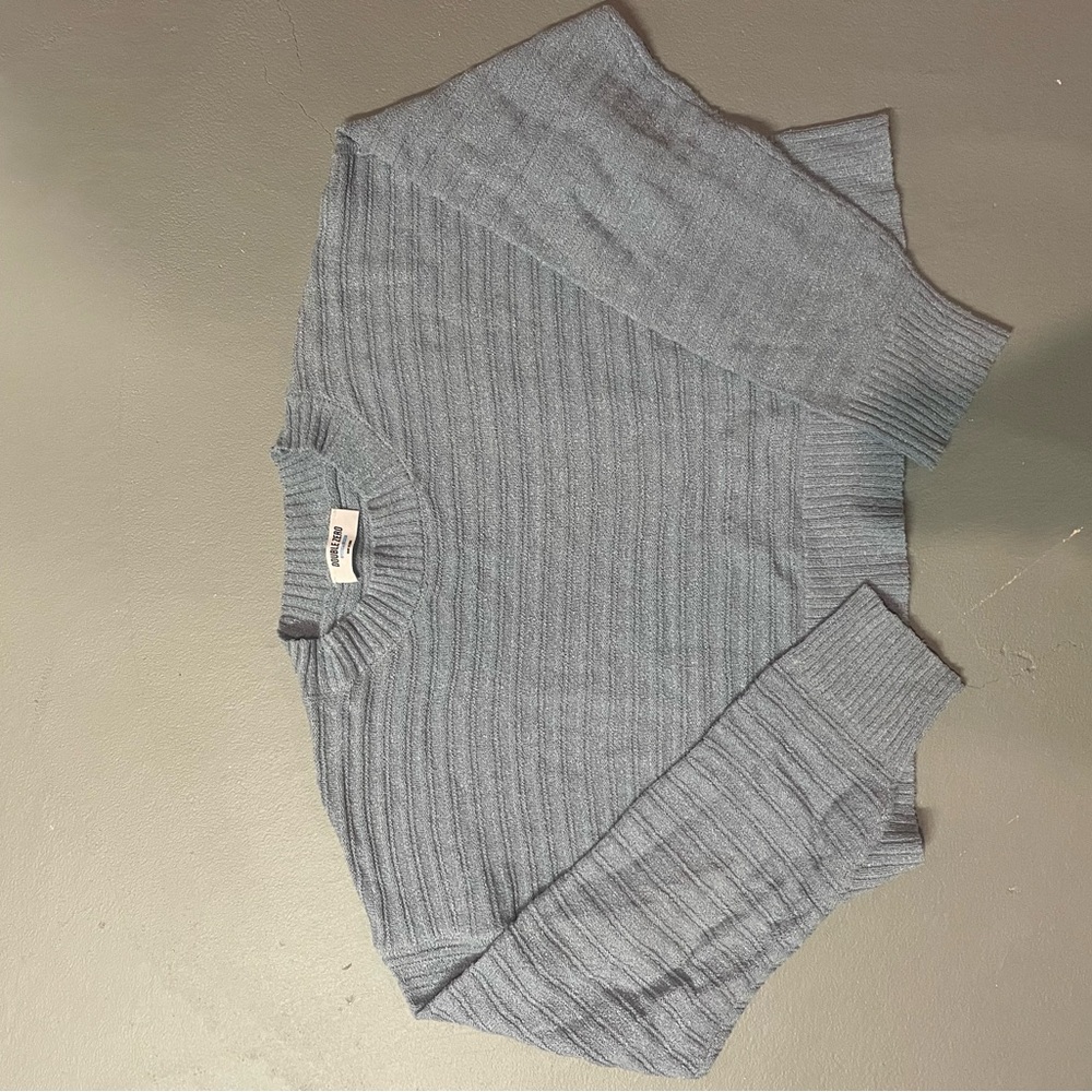 Double Zero Blue Ribbed Women's Sweater